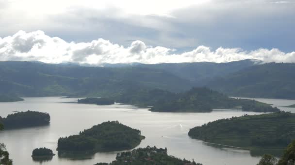 Panoramatický Výhled Jezero Bunyonyi Uganda — Stock video