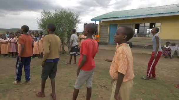 Maasai Children Gesturing Close — Stock Video