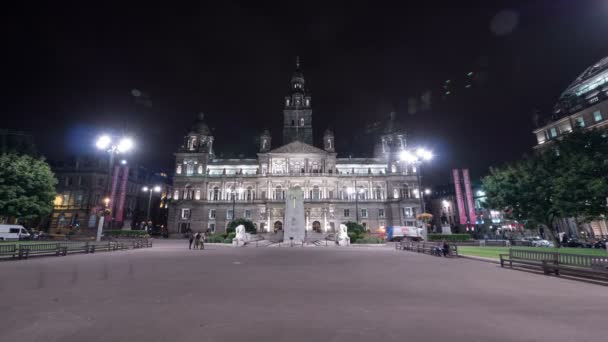 Glasgow Şehir Meclisi Ile Gece Zamanlaması — Stok video
