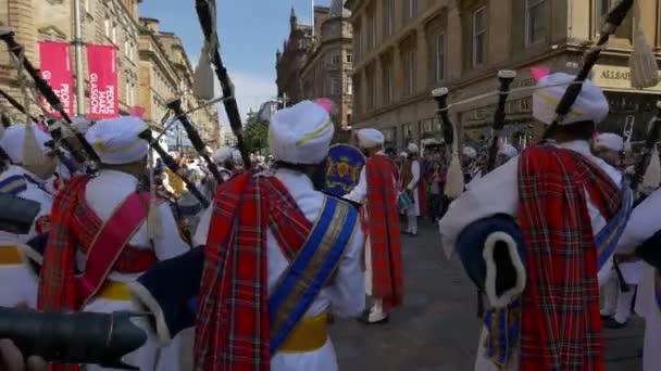 Una Banda Pipa Glasgow Reino Unido — Vídeo de stock