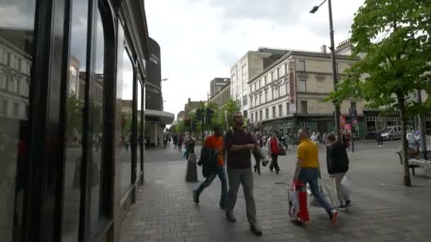 Busy Pedestrian Street City Center — Stock Video