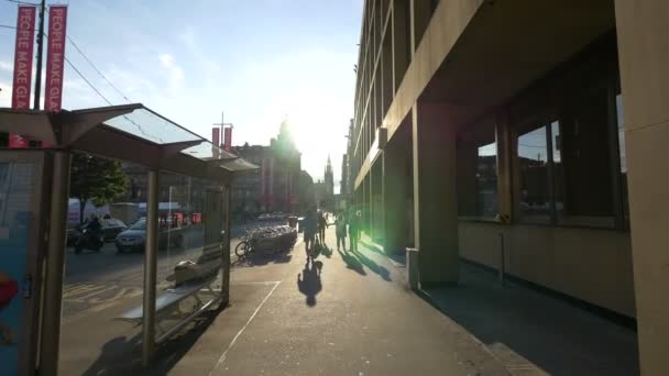 Sunny Sidewalk Bike Rack — Stock Video