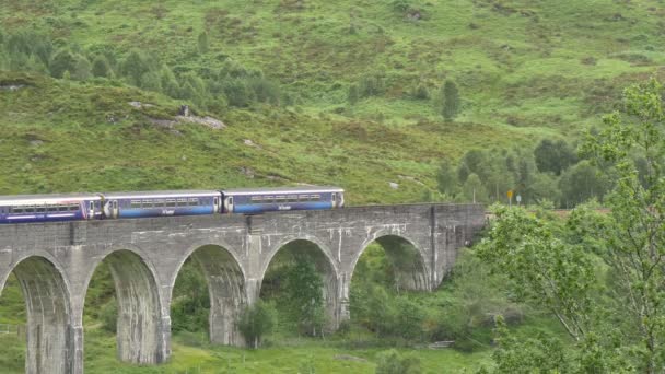 橋の上を走る近代列車 — ストック動画