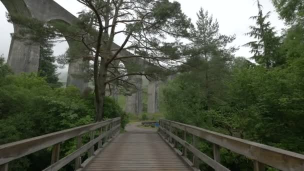 Glenfinnan Viyadük Yakınlarında Tahta Bir Köprü — Stok video