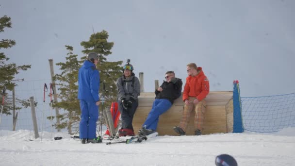 People Chatting Sky Slope Stock Footage