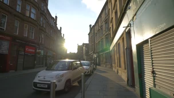 Zonlicht Een Kleine Straat Glasgow — Stockvideo