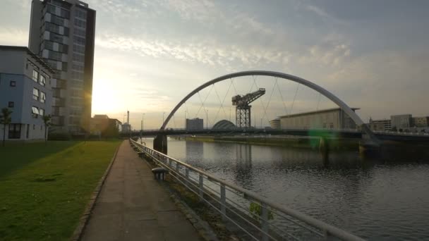 Arco Clyde Atardecer Glasgow — Vídeos de Stock
