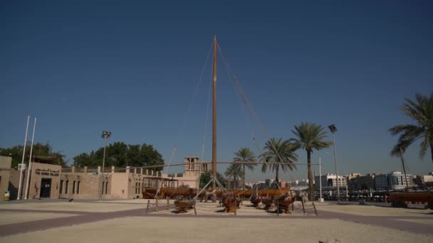 Дерев Яні Човни Старому Місті Дубай — стокове відео