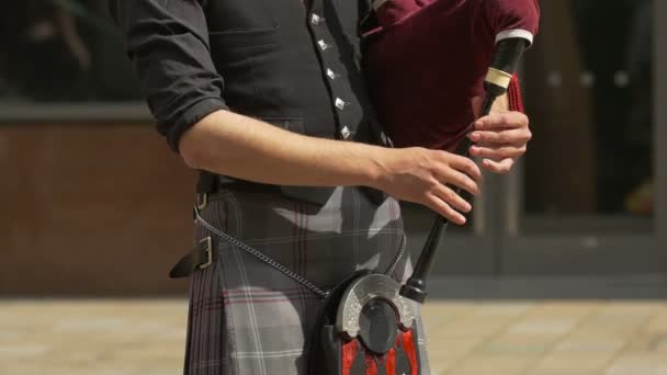 Young Bagpipe Player — Stock Video