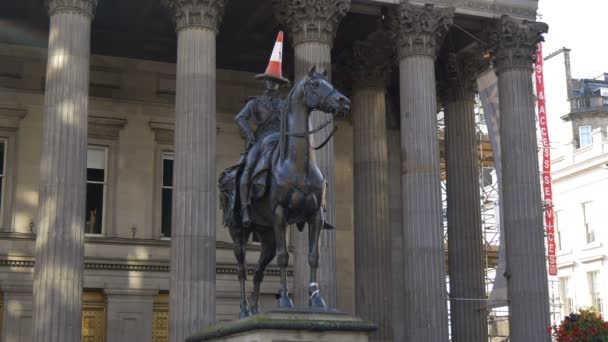 Die Statue Des Herzogs Von Wellington Glasgow — Stockvideo