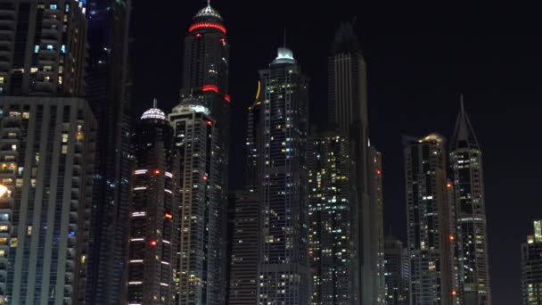 Drapacze Chmur Dubai Marina Nocy — Wideo stockowe