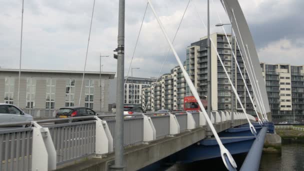 Cars Bridge Cloudy Day — Stock Video