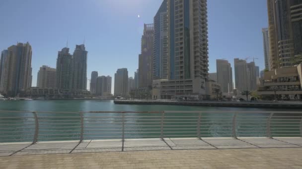 Arranha Céus Beira Mar Dubai Marina — Vídeo de Stock