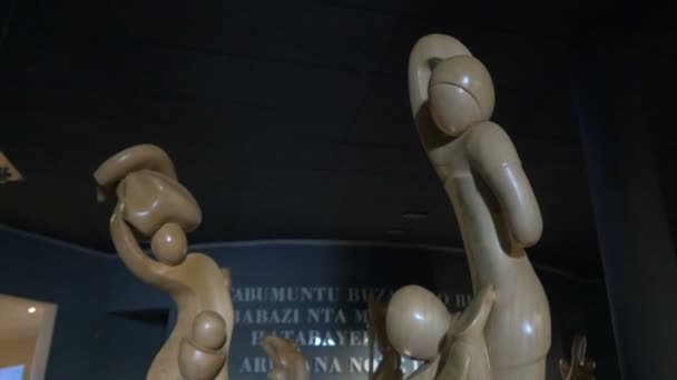 Wooden Sculptures Kigali Memorial Rwanda — Stok video