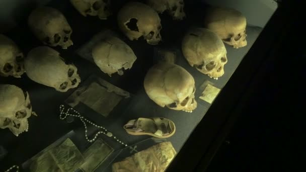 Skulls Display Kigali Memorial — Stock video