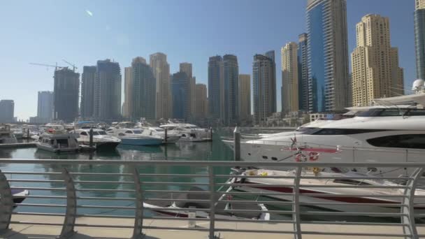 Dubai Marina Widziana Słoneczny Dzień — Wideo stockowe