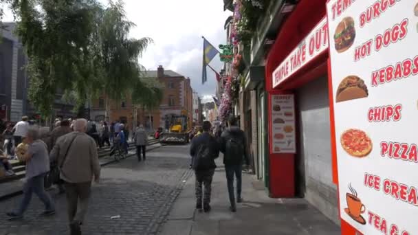 Temple Bar Meydanı Dublin Bir Kaldırım — Stok video