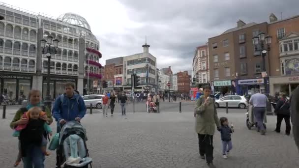 Centro Cidade Dublin Dia Nublado — Vídeo de Stock