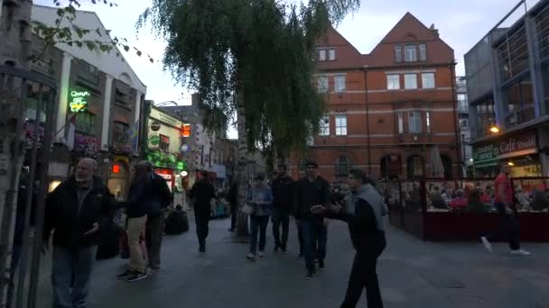 Akşam Temple Bar Meydanı Dublin — Stok video
