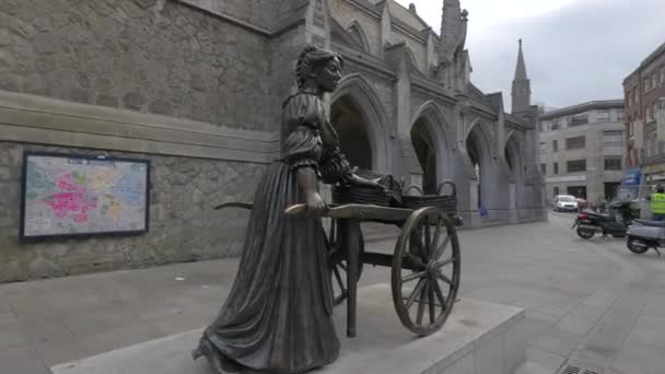 Molly Malone Standbeeld Dublin Ierland — Stockvideo