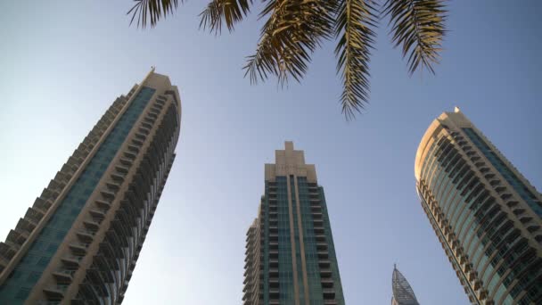Низкий Угол Небоскребов Дубае — стоковое видео