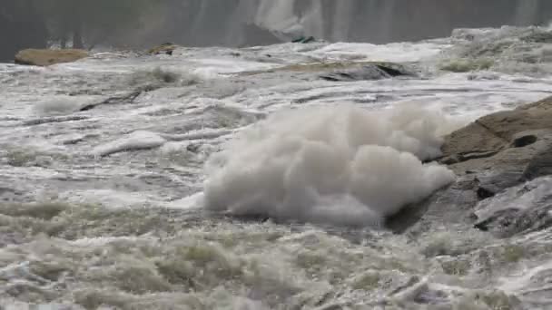 Αφρός Επιπλέει Ποτάμι — Αρχείο Βίντεο