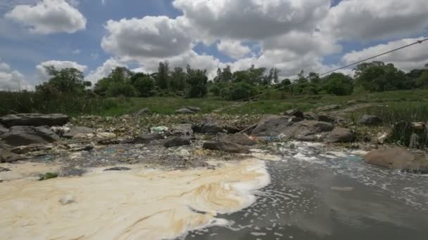 Rio Poluído Catorze Catorze Cataratas Quênia — Vídeo de Stock