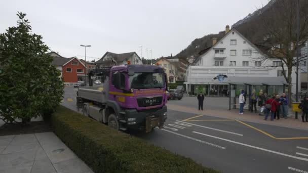 Vaduz的街景 汽车开着车 — 图库视频影像