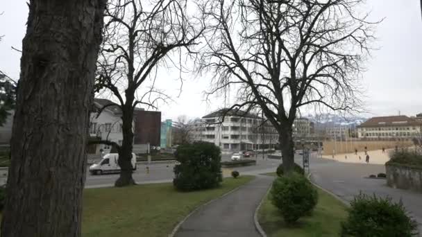 Ulica Vaduz Widziana Przez Drzewa — Wideo stockowe