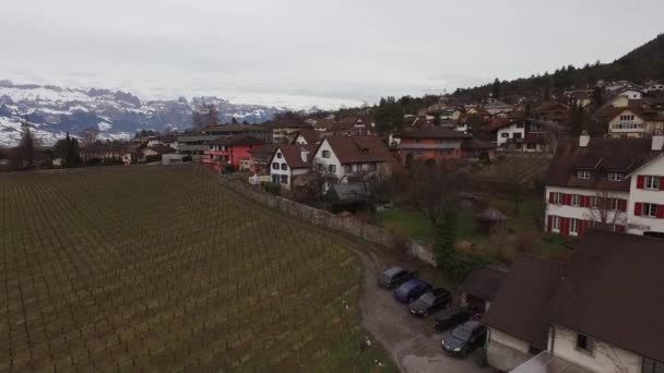 Luchtfoto Van Traditionele Huizen Vaduz — Stockvideo