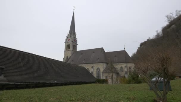 Florin Cathedral Rooftop Vaduz — Vídeo de stock