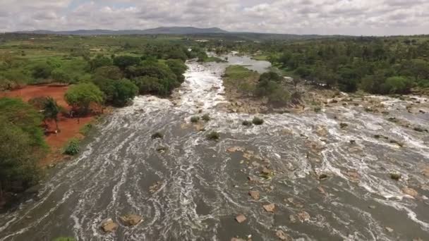 Aerial View Athi River Waterfalls Kenya — Stockvideo