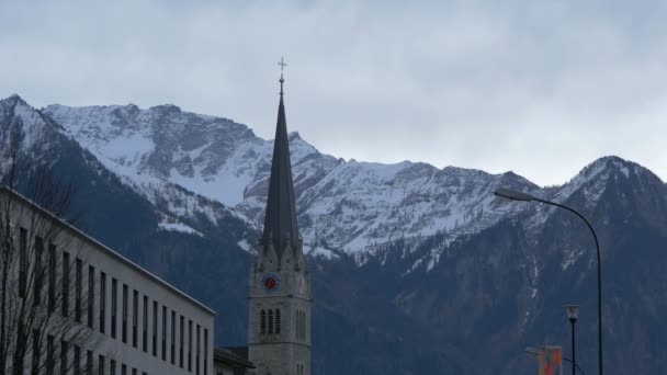 Campanario Catedral San Florín Vaduz — Vídeo de stock