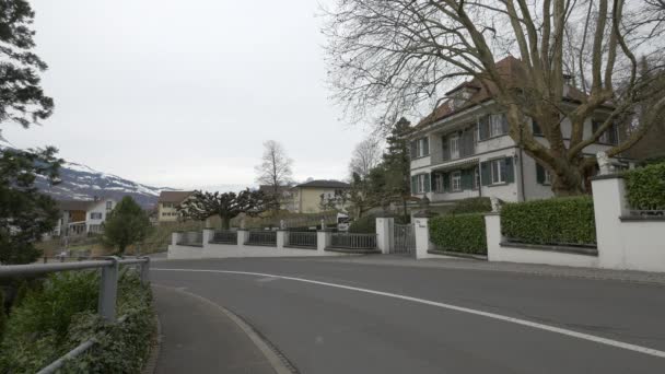 Straßenansicht Mit Kahlem Baum — Stockvideo