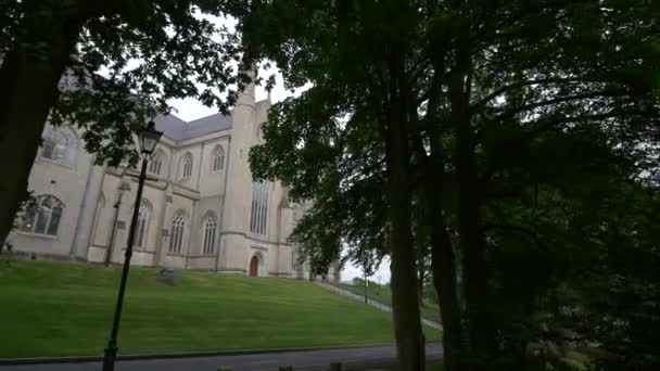 Römisch Katholische Kirche Hinter Den Bäumen — Stockvideo