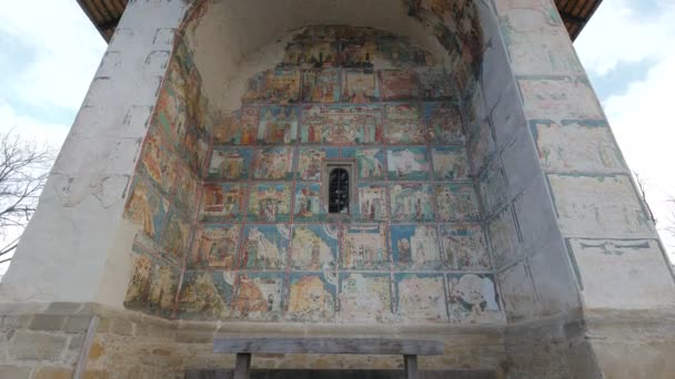 Muralla Pintada Mural Iglesia Arbore — Vídeo de stock