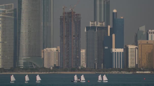 Boats Close Seashore Abu Dhabi — ストック動画