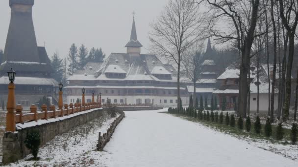 Peri Biara Terlihat Selama Musim Dingin Sapanta — Stok Video