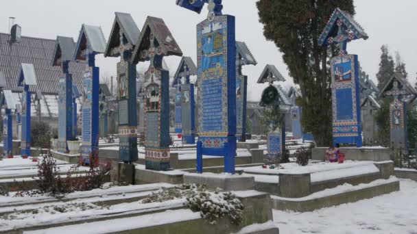 Invierno Cementerio Los Felices Sapanta — Vídeo de stock