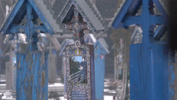 Drewniany Nagrobek Cmentarzu Merry — Wideo stockowe