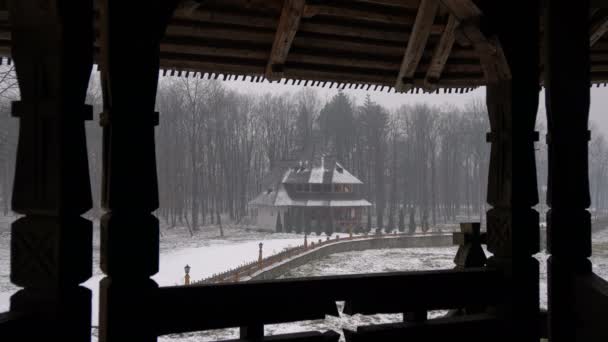 Utsikt Över Traditionell Träbyggnad — Stockvideo