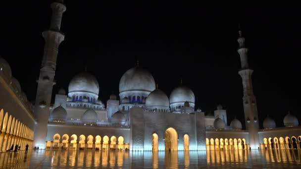 Sheikh Zayed Grand Mosque Sett Natten Abu Dhabi — Stockvideo