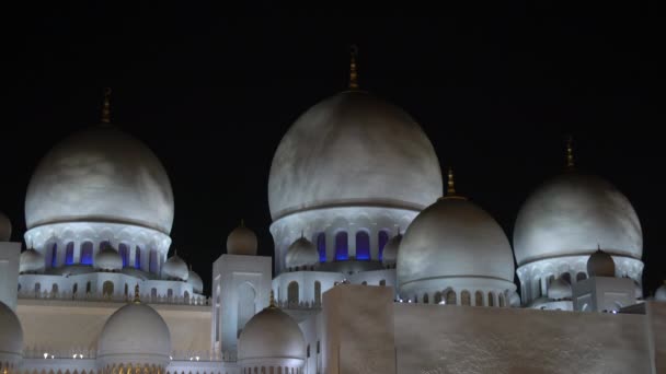 Sheikh Zayed Velká Mešita Viděna Noci Abú Zabí — Stock video