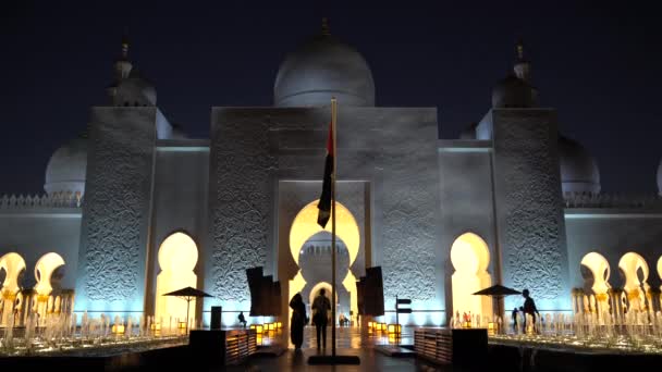 Sheikh Zayed Grande Mesquita Noite Abu Dhabi — Vídeo de Stock