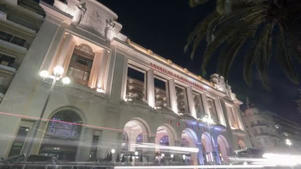Timelapse Van Het Palais Mediterranee Nice — Stockvideo