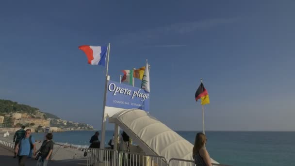 Bandiere Cartello Spiaggia Una Riva Del Mare — Video Stock