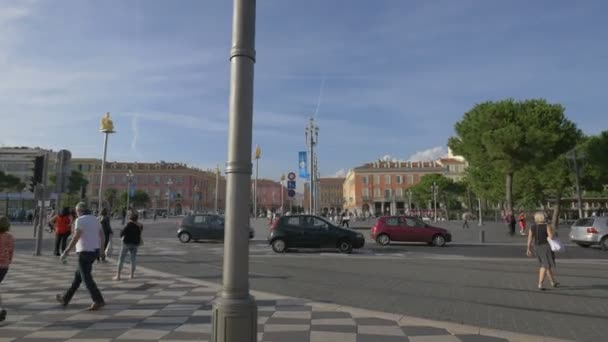 Ruch Uliczny Pobliżu Massena Square Nicea — Wideo stockowe