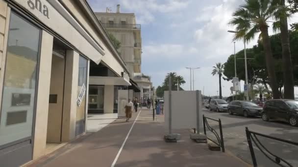 Camminando Sul Marciapiede Boulevard Croisette — Video Stock