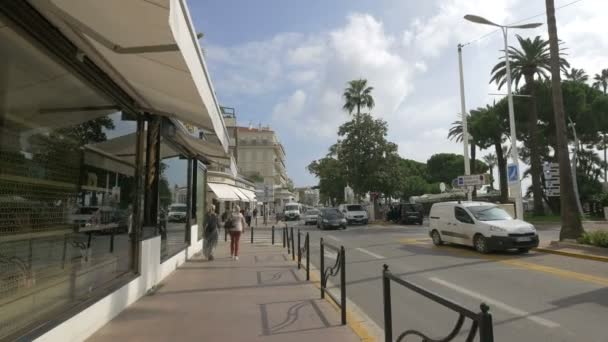 Winkels Boulevard Croisette — Stockvideo