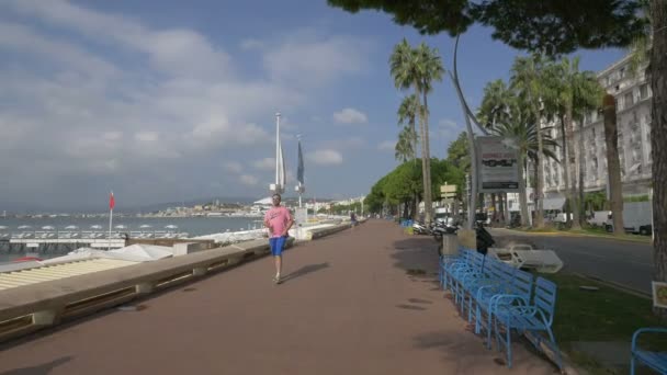 Croisette大道上的海滨人行道 — 图库视频影像